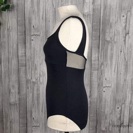 Maillot danza negro con escote transparente