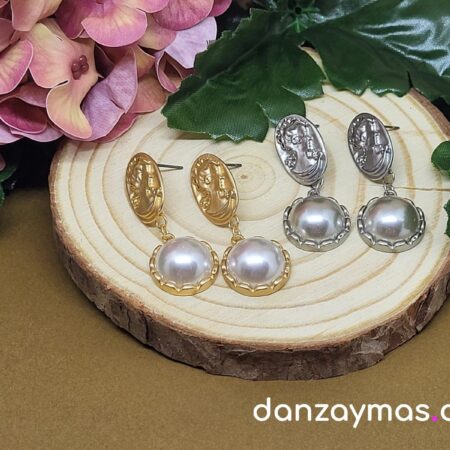 Pendientes camafeo dorado y plata