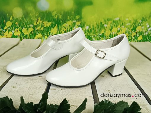 Zapatos de flamenca blancos 15BL - Imagen 4