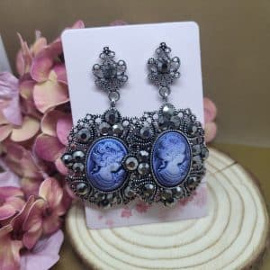 Pendientes de camafeo azules