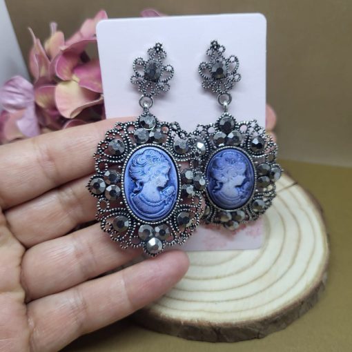 Pendientes de camafeo azules