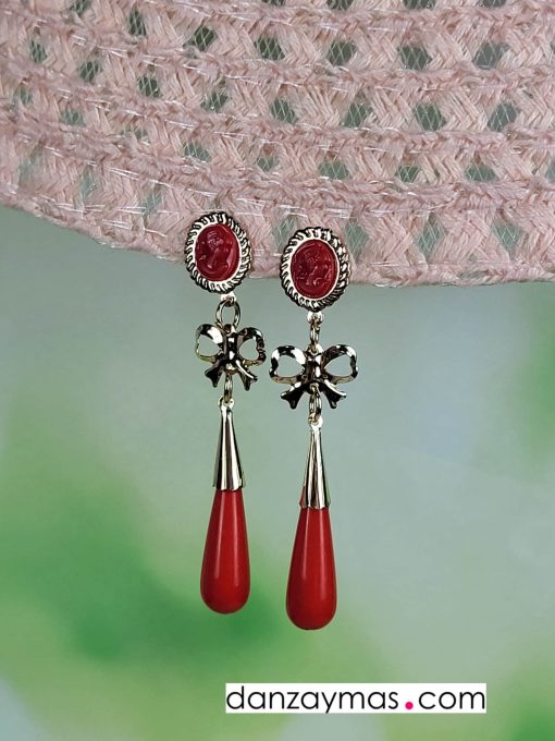 Pendientes calabaza camafeo