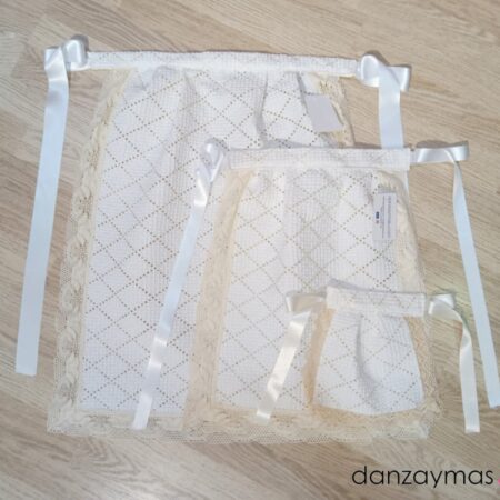 Delantal regional blanco/ beige