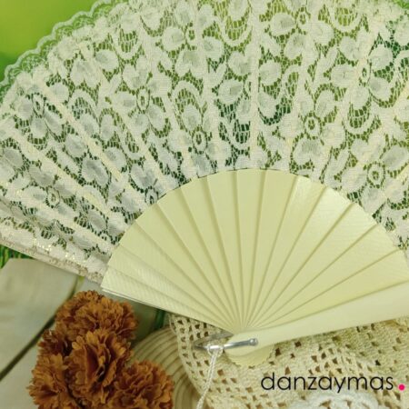 Abanico encaje beige