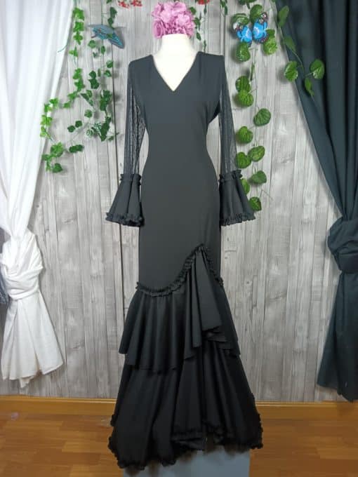 Traje de flamenca negro elástico