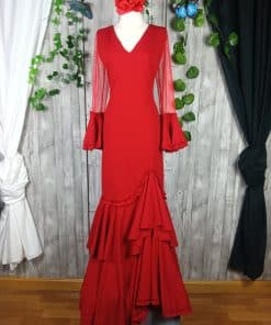 Traje de flamenca rojo elástico