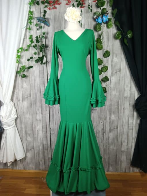 Traje de flamenca verde elástico