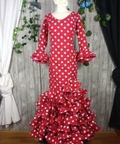 Traje de flamenca granate lunares