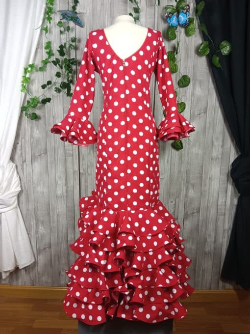 Traje de flamenca granate lunares