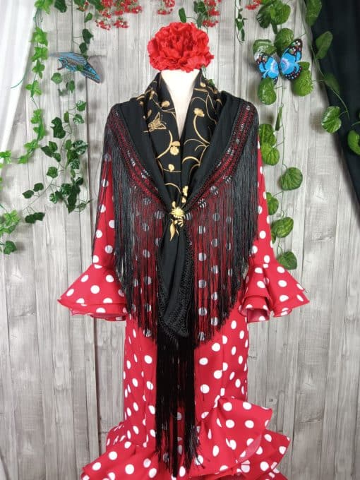 Mantón negro bordado oro