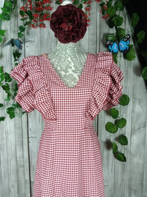 Bata flamenca vichy burdeos