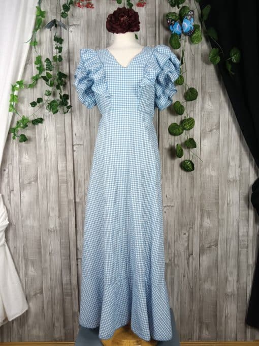 Bata flamenca vichy azul