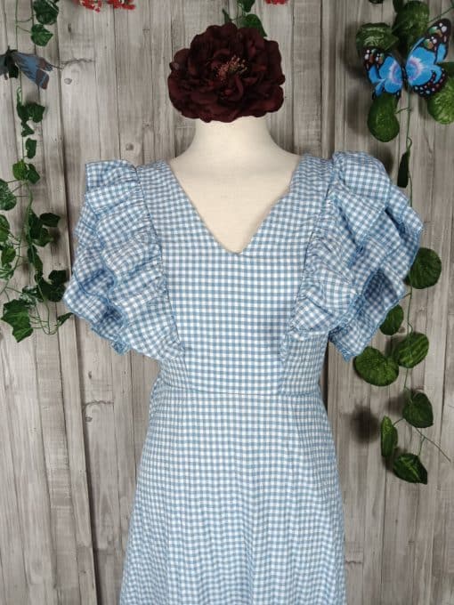 Bata flamenca vichy azul