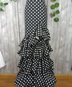 Falda flamenca negra con lunar blanco