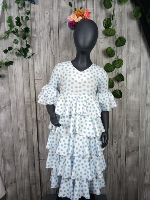 Traje de flamenca niña azul