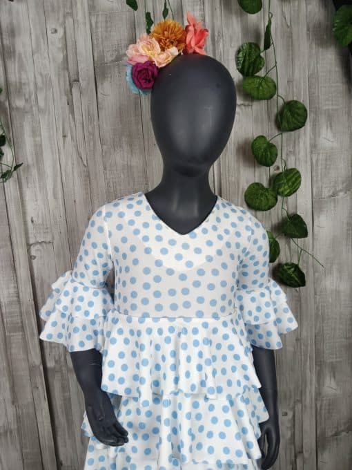 Traje de flamenca niña azul