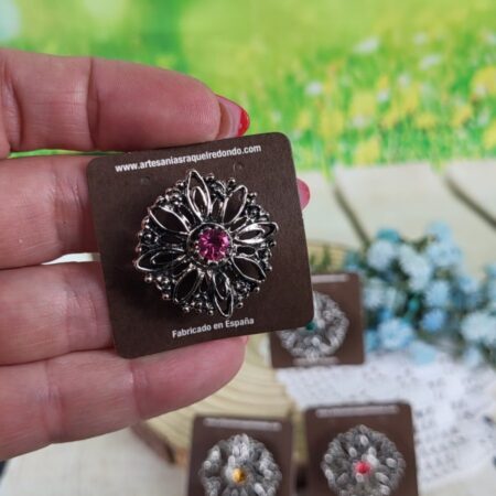Broche huertano en plata oxidada