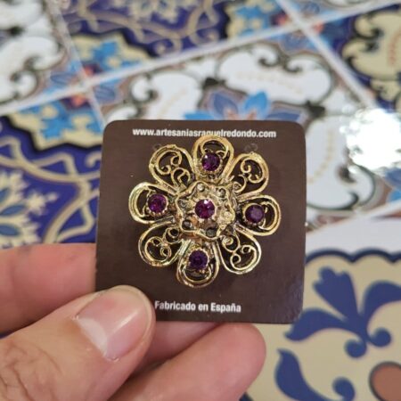 Broche dorado forma de flor 1837 - Imagen 7