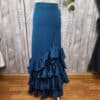 Falda flamenca elástica con volantes azul petróleo
