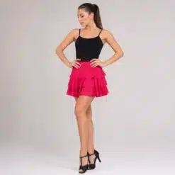 Falda de baile con volantes de licra negra para danza y festival