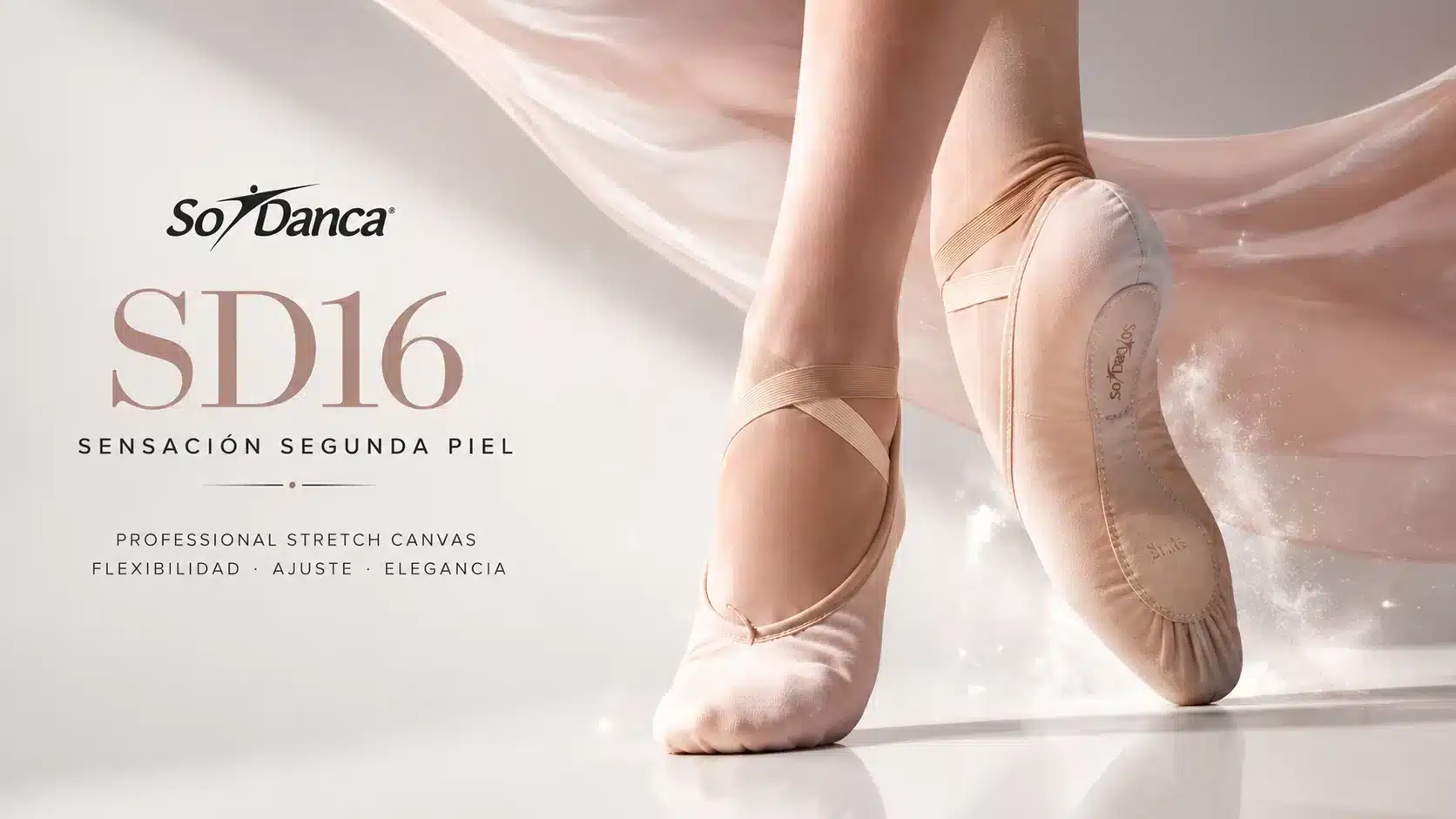 apatillas de ballet profesionales So Danca SD16 color nude con lona elástica y suela partida