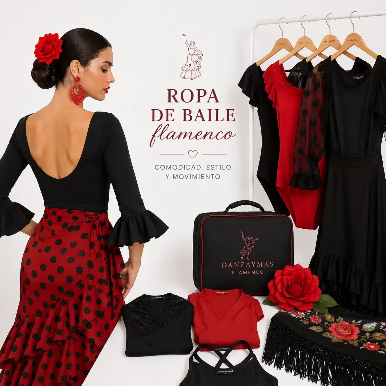 Ropa de baile flamenco para mujer con vestidos y accesorios