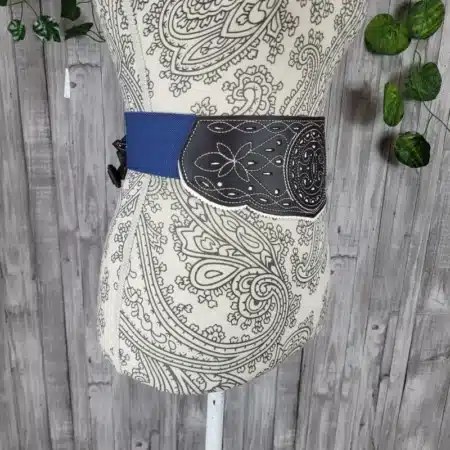Fajín flamenca elástico negro bordado para mujer