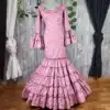 Traje de flamenca rosa canastero 2072 2 Traje de flamenca rosa canastero con lunares para mujer