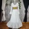 Traje de flamenca blanco 1613 2 Traje de flamenca blanco para mujer con tejido bordado calado