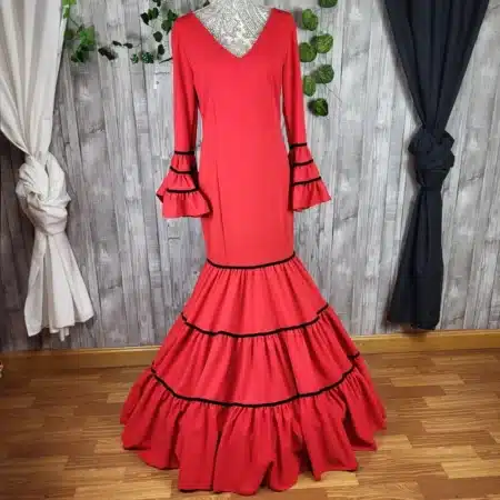 Traje de flamenca canastero rojo elástico para mujer