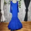 Traje de feria azulón 2144 2 Traje de feria azulón para mujer con tejido bordado y volantes