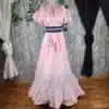 Bata rociera rosa bordada con pañoleta para mujer