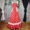 Bata rociera roja lunar para mujer con lunares blancos