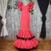 Traje de flamenca rosa coral 2143 2 Traje de flamenca rosa coral con volantes para mujer
