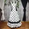 Bata rociera blanca con lunares negros para mujer