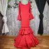 Traje de flamenca lunar rojo 1560 2 Traje de flamenca lunar rojo para mujer con volantes