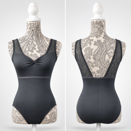 Maillot ballet mujer Dansez-Vous Carlota negro con espalda de tul