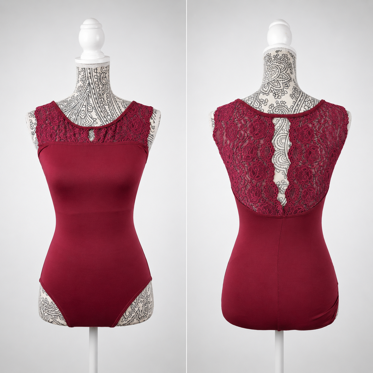 Maillot Só Dança SL137 3 Maillot ballet mujer Só Dança SL137 burdeos con encaje y espalda abierta