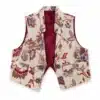 Chaleco huertano beige de tapicería con botones charros tradicionales y estampado floral