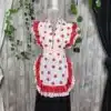 Juego de piquillo y delantal flamenca de lunares rojos confeccionado en crepé con puntilla roja