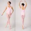 Maillot ballet tirante ancho rosa con fruncido en el pecho