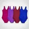 Maillot ballet fruncido de licra con escote en V y tirante ancho