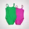 Maillot ballet tirante fino de licra en color verde y fucsia