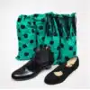 Bolsa para zapatos de flamenco verde con lunares negros