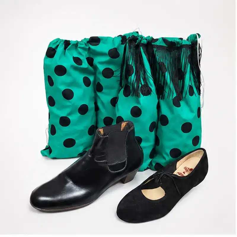 Bolsa para Zapatos de Flamenco 2759 3 Bolsa para zapatos de flamenco verde con lunares negros