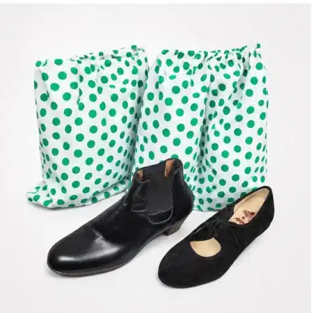 Bolsa para zapatos de flamenca de lunares verdes