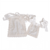 Delantal regional beige niña con flores bordadas