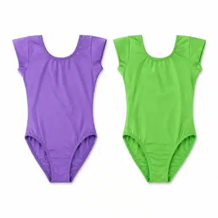 Maillot ballet ranglán de licra manga corta disponible en varios colores