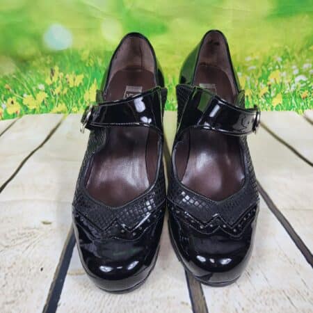 Zapatos flamenco Gallardo Garrucha 6 cm negros de piel y charol